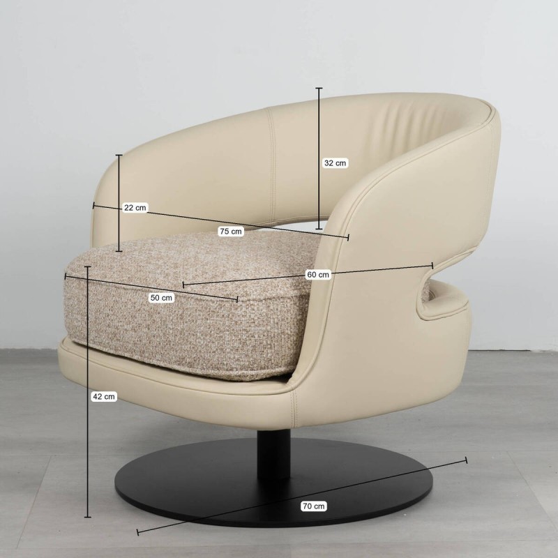 Sillón giratorio Vanto tapizado en piel sintética beige