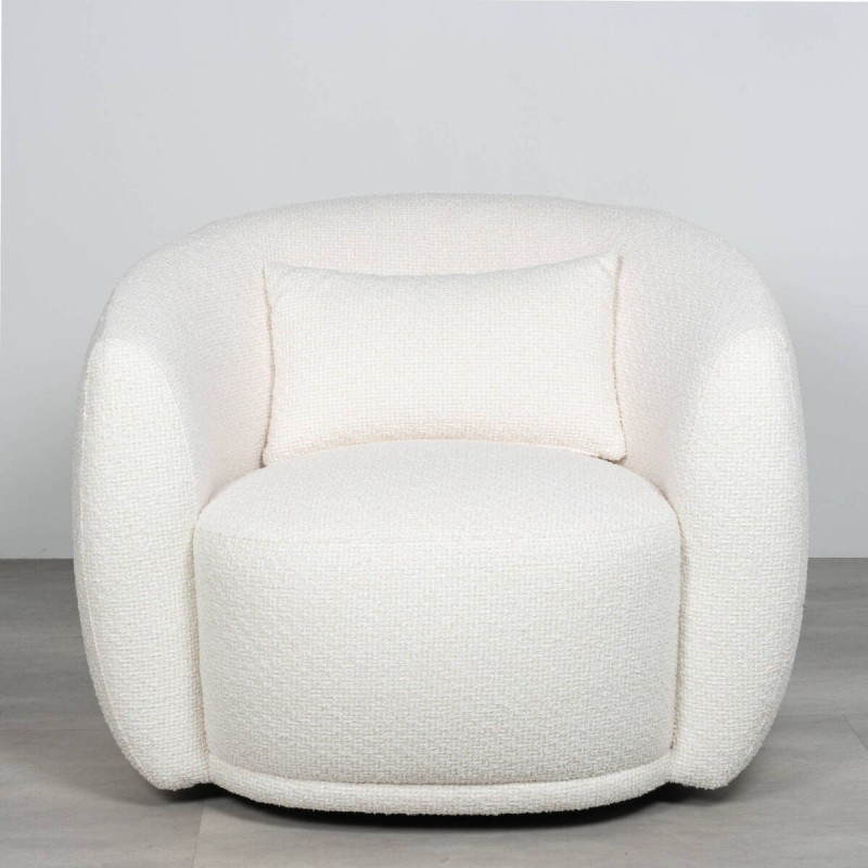 Sillón giratorio Nura beige 98 cm diseño envolvente
