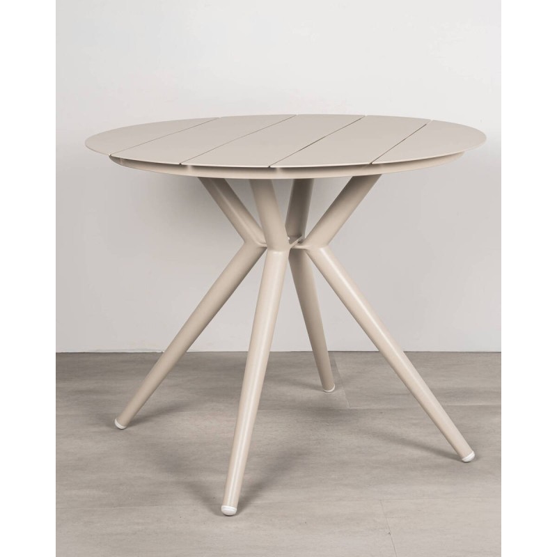 Mesa redonda aluminio beige 90 cm Lora exterior