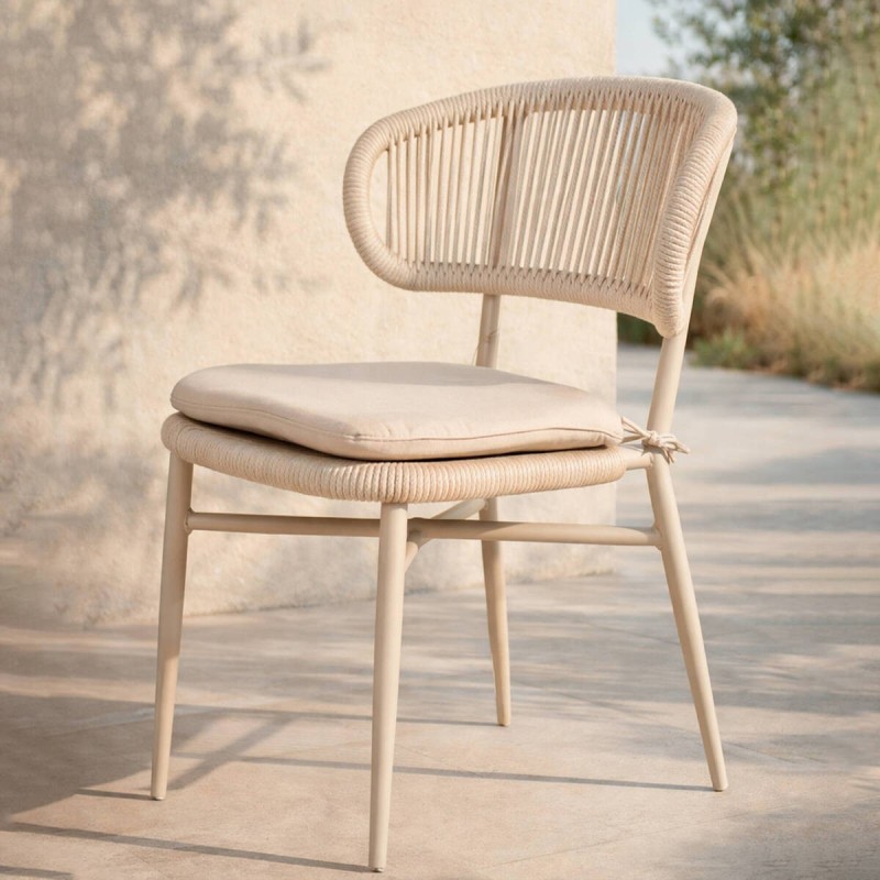 Silla de comedor Eulo de aluminio y cuerda