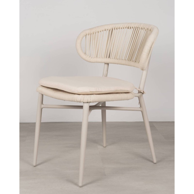 Silla de comedor Eulo de aluminio y ratán