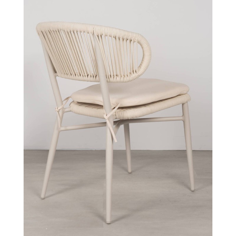 Silla de comedor Eulo de aluminio y ratán