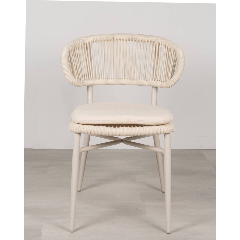 Silla de comedor Eulo de aluminio y ratán