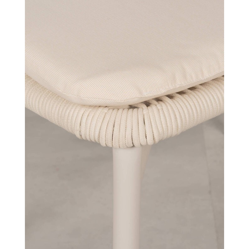 Silla de comedor Eulo de aluminio y ratán