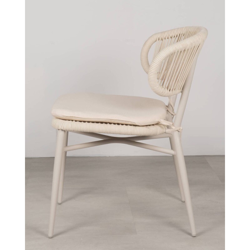 Silla de comedor Eulo de aluminio y ratán