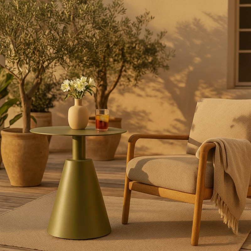 Mesa auxiliar Oliva aluminio verde 50 cm exterior