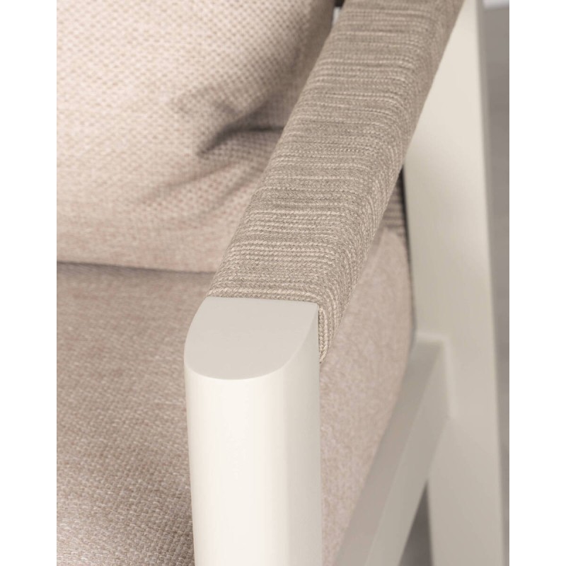 Sofá Flora de aluminio 3 plazas con cojines beige