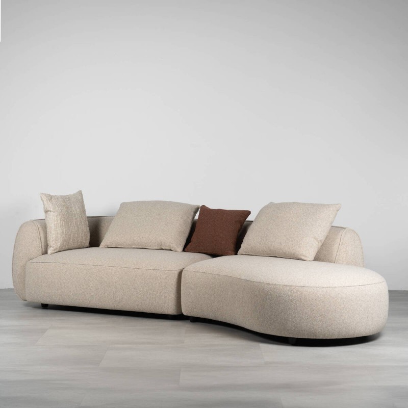 Sofá modular curvo Aura beige chaiselongue derecho 305 cm