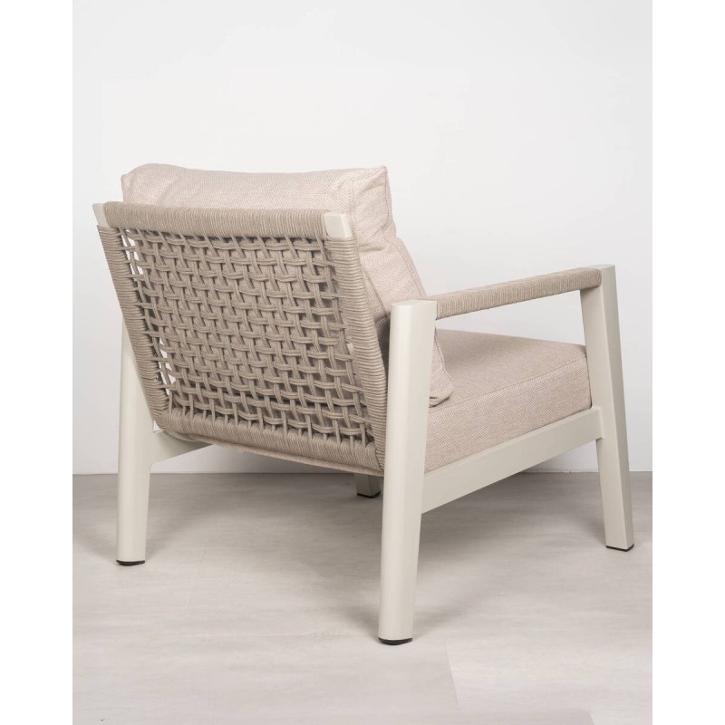 Sillón individual aluminio con cojines beige tilo