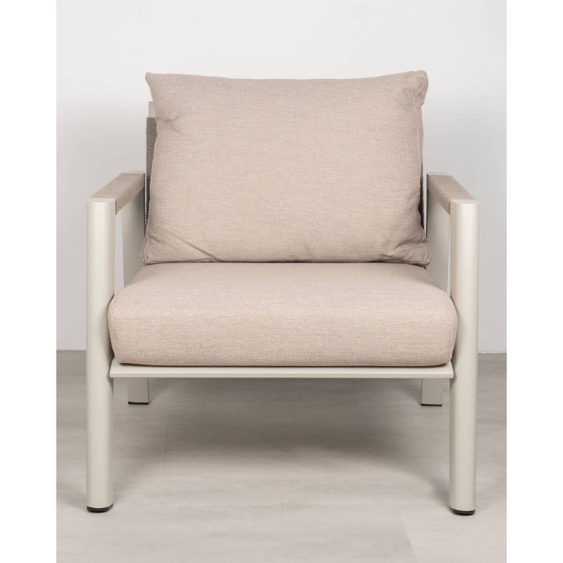Sillón individual aluminio con cojines beige tilo