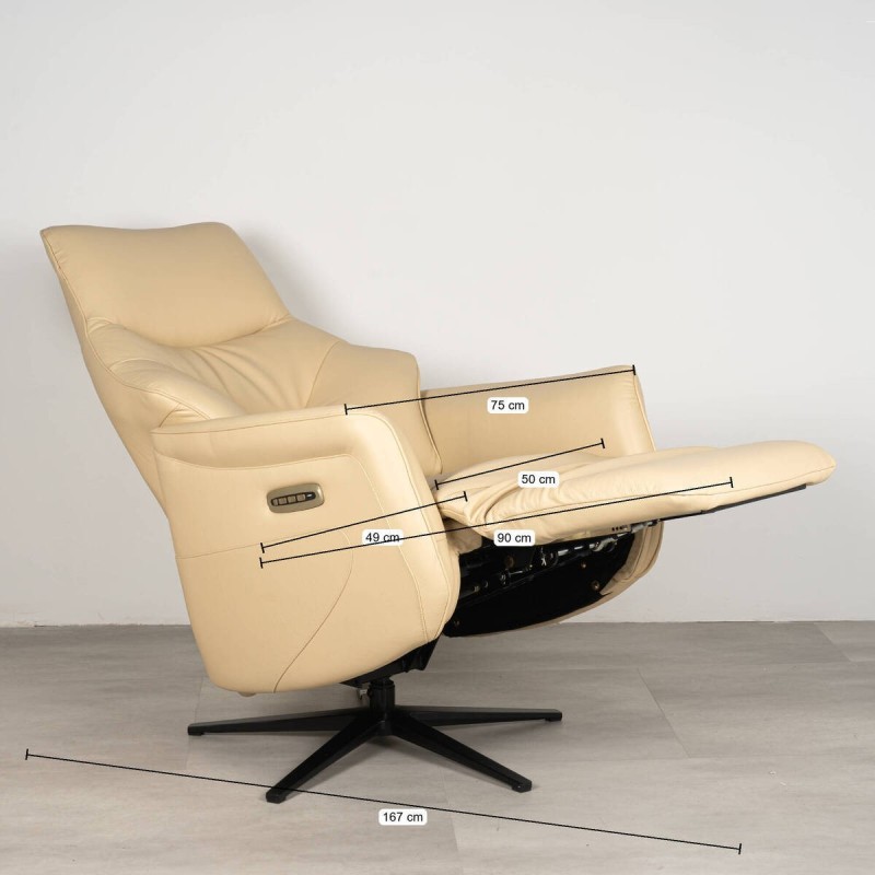 Sillón relax motorizado Armon en piel beige