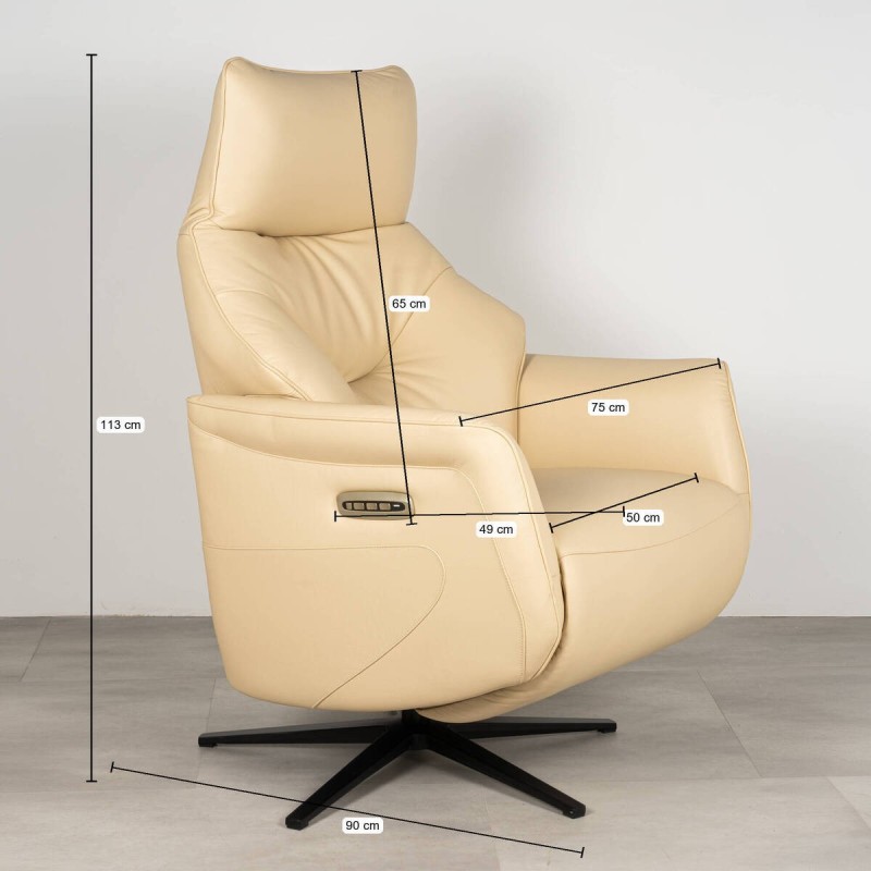Sillón relax motorizado Armon en piel beige