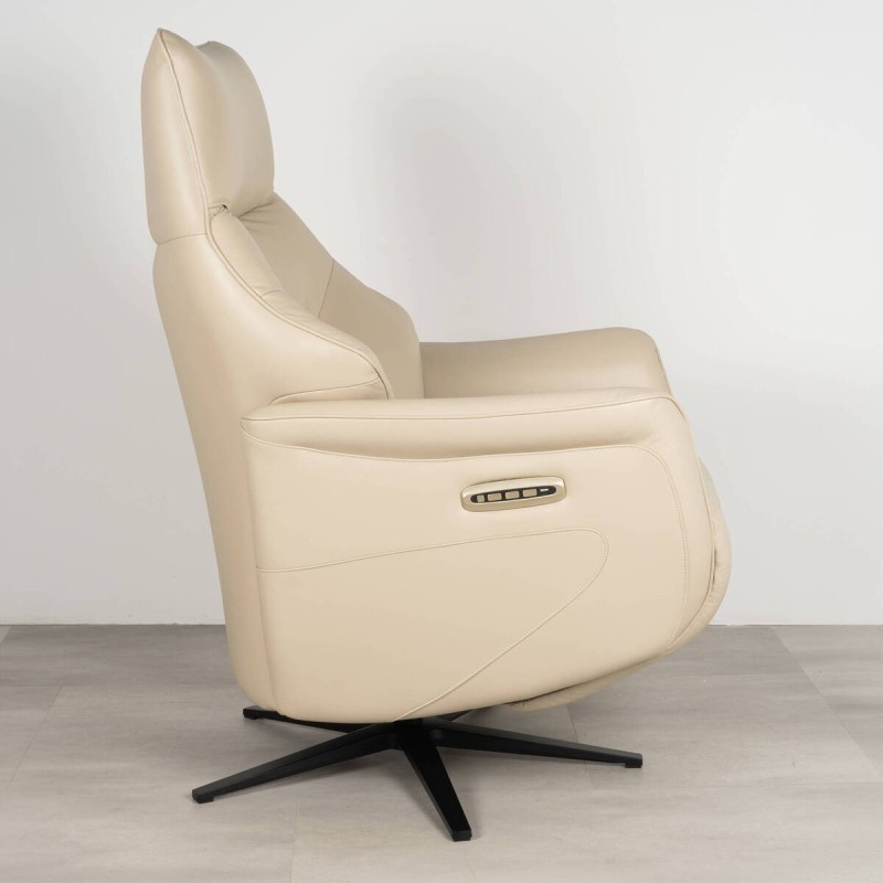 Sillón relax motorizado Armon en piel gris claro