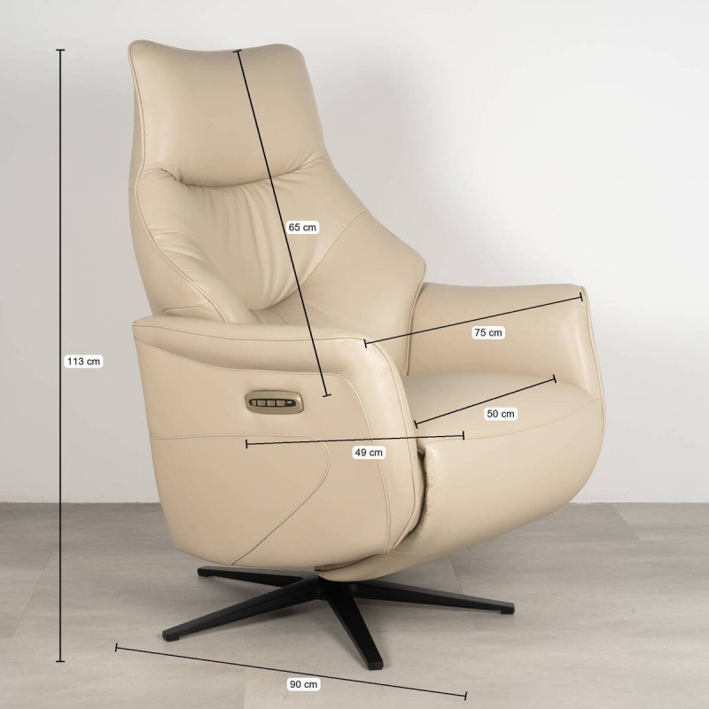 Sillón relax motorizado Armon en piel gris claro
