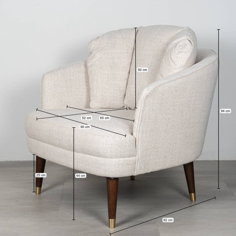 Sillón Ceres gris claro con patas de madera | Muebles Benítez