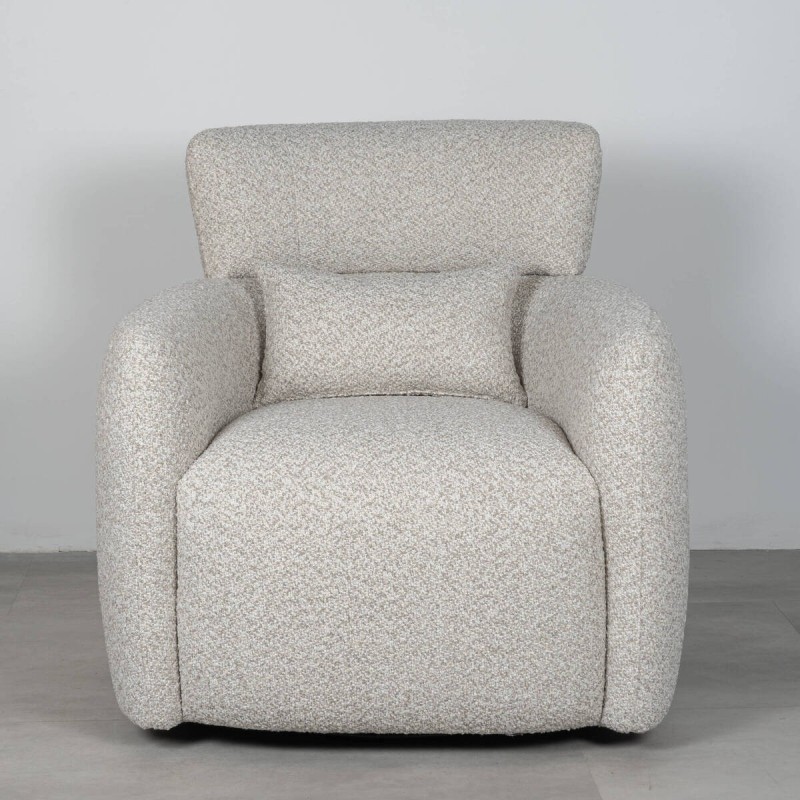 Sillón giratorio Alvia tapizado bouclé en gris claro