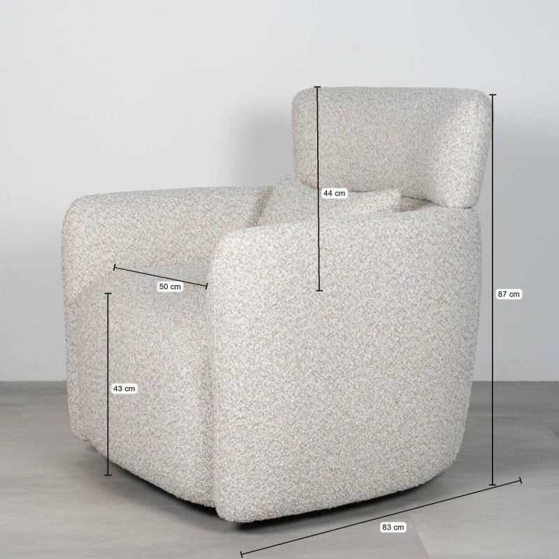 Sillón giratorio Alvia tapizado bouclé en gris claro