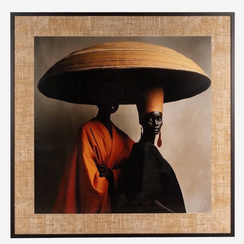 Cuadro Étnico 120x120 cm con Marco Negro