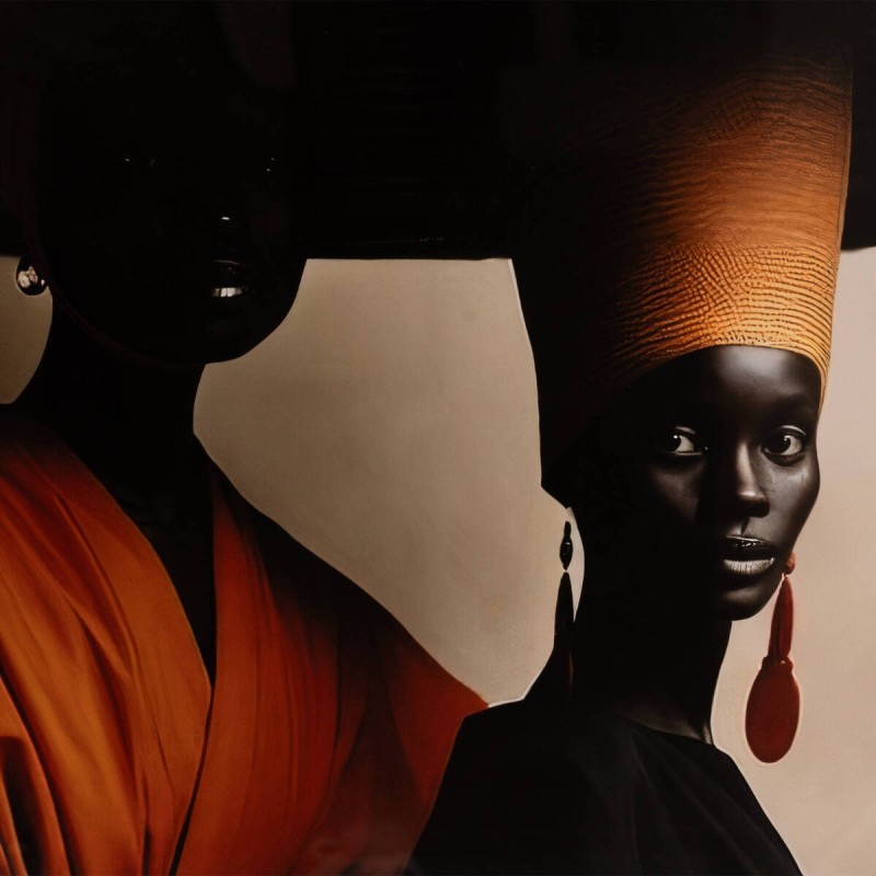 Cuadro Étnico 120x120 cm con Marco Negro