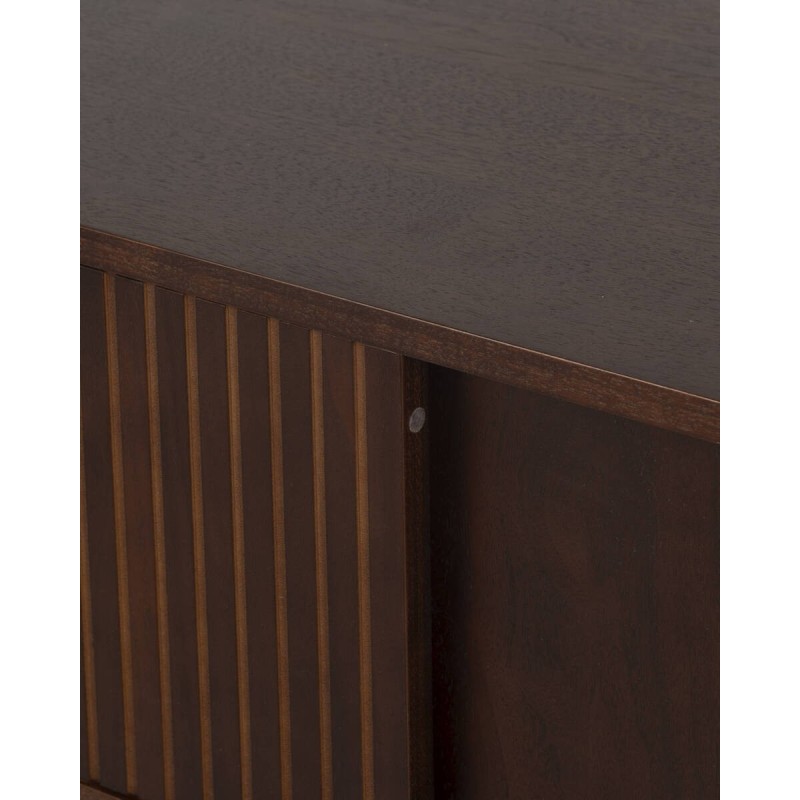 Mueble Boreal TV en nogal oscuro con frente tallado 210x40x50 cm