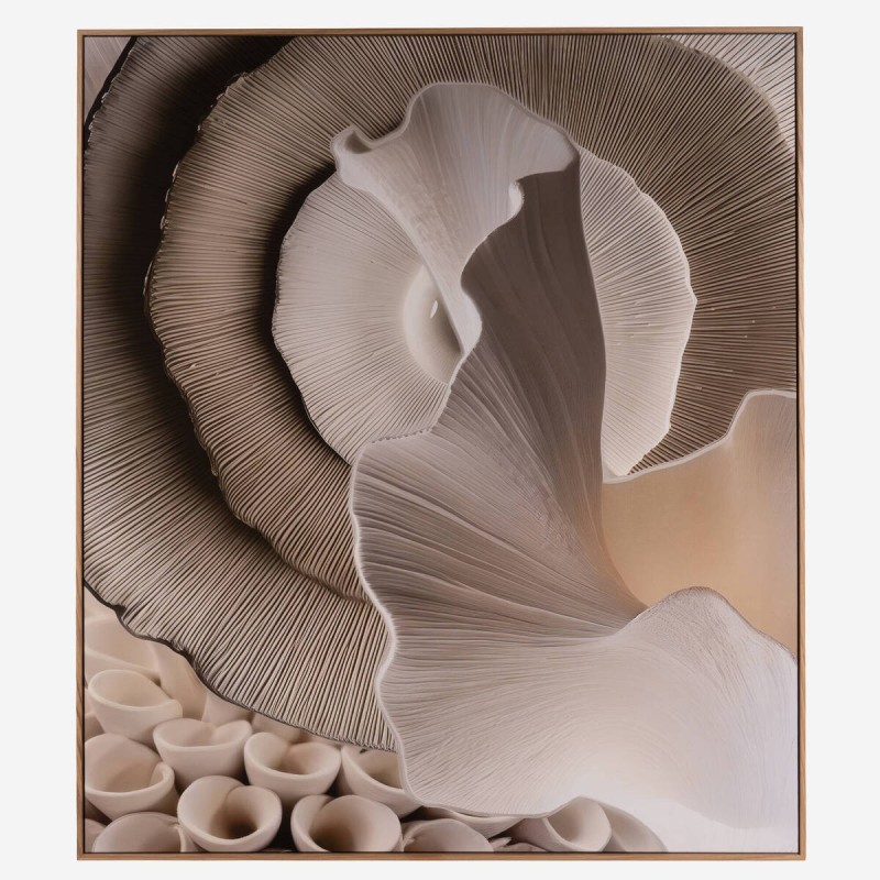 Lienzo Abstracto Floral 120x140 cm con Marco Roble