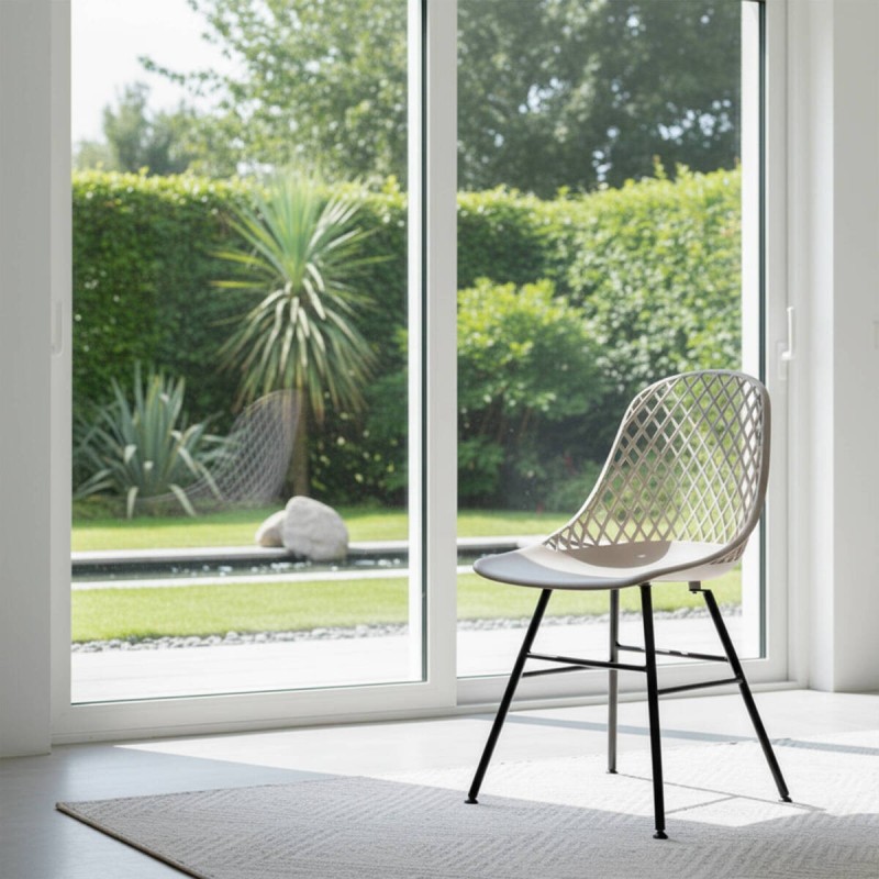 Silla Lattice gris de polipropileno con estructura metálica 46x52x85cm