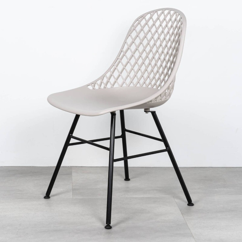 Silla Lattice gris de polipropileno con estructura metálica 46x52x85cm