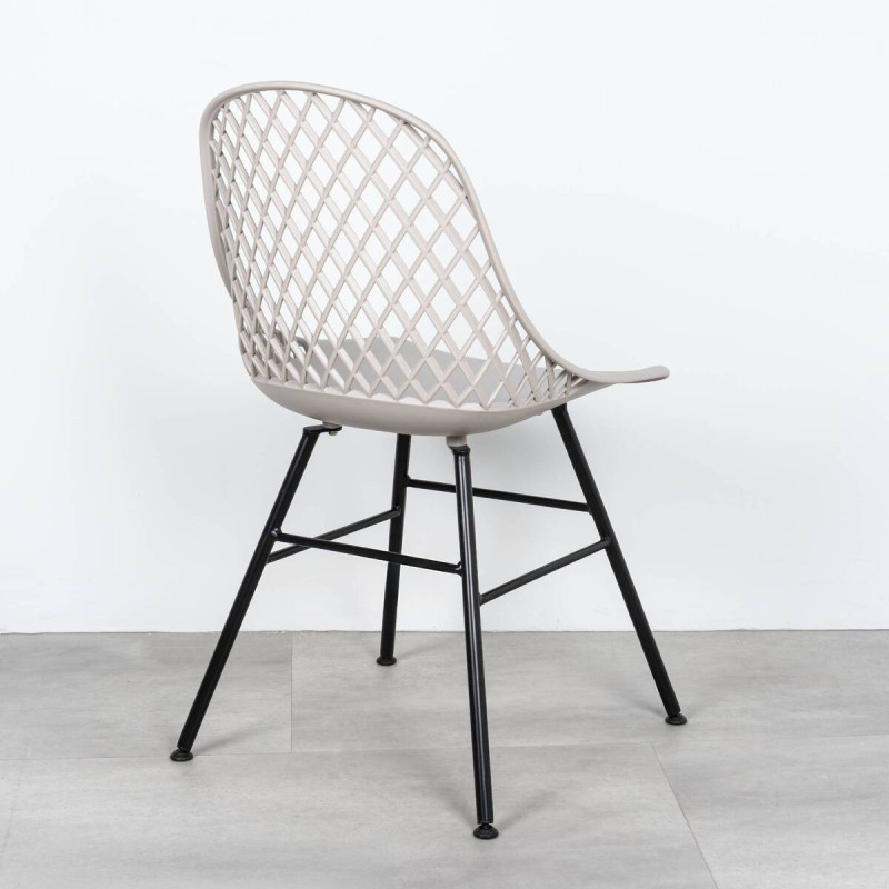Silla Lattice gris de polipropileno con estructura metálica 46x52x85cm