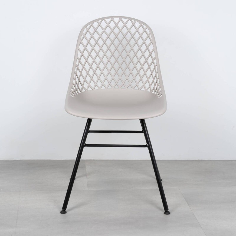 Silla Lattice gris de polipropileno con estructura metálica 46x52x85cm