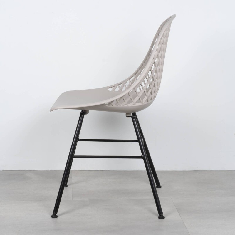 Silla Lattice gris de polipropileno con estructura metálica 46x52x85cm
