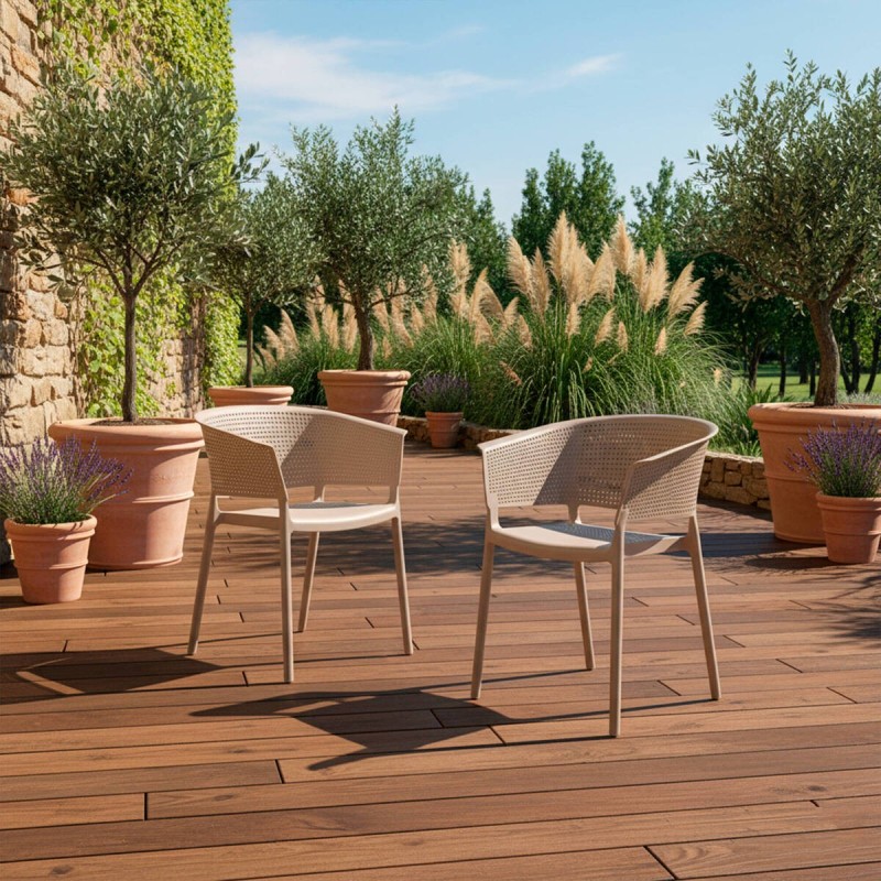 Silla Bora de exterior de polipropileno gris claro