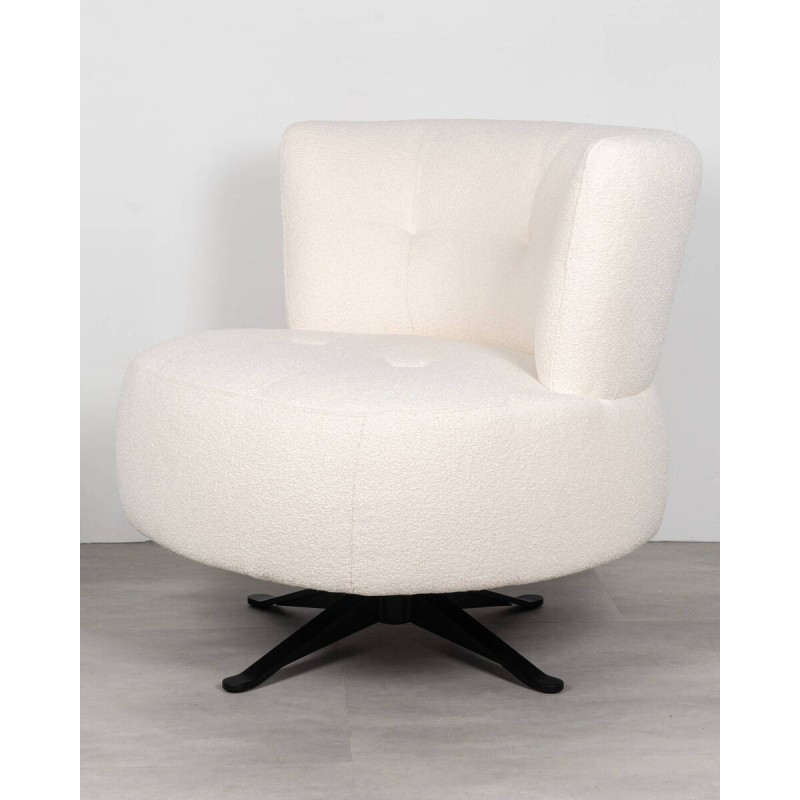 Sillón giratorio Allan boucle blanco con base metálica negra