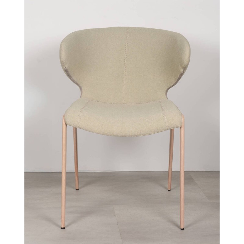 Silla de comedor Lilo tapizada con patas metálicas en color madera