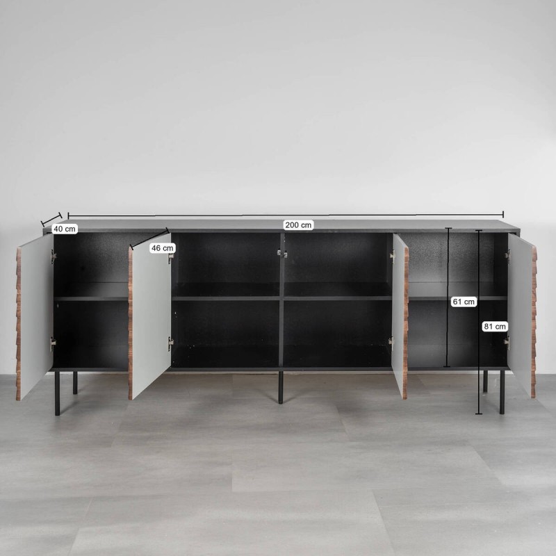Aparador Noa 200 cm en nogal y negro