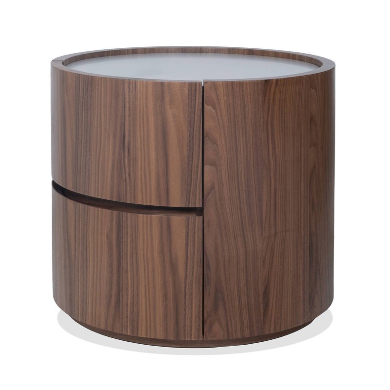 Mesita de noche Avorio en nogal con sobre marfil diseño elegante