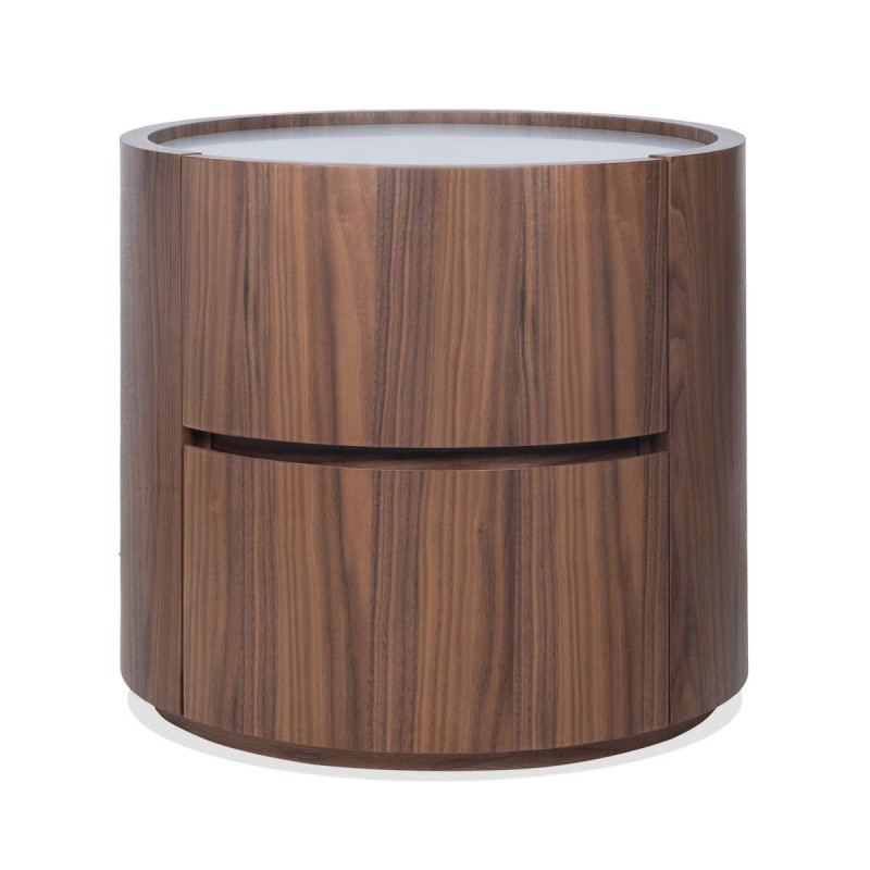 Mesita de noche Avorio en nogal con sobre marfil diseño elegante