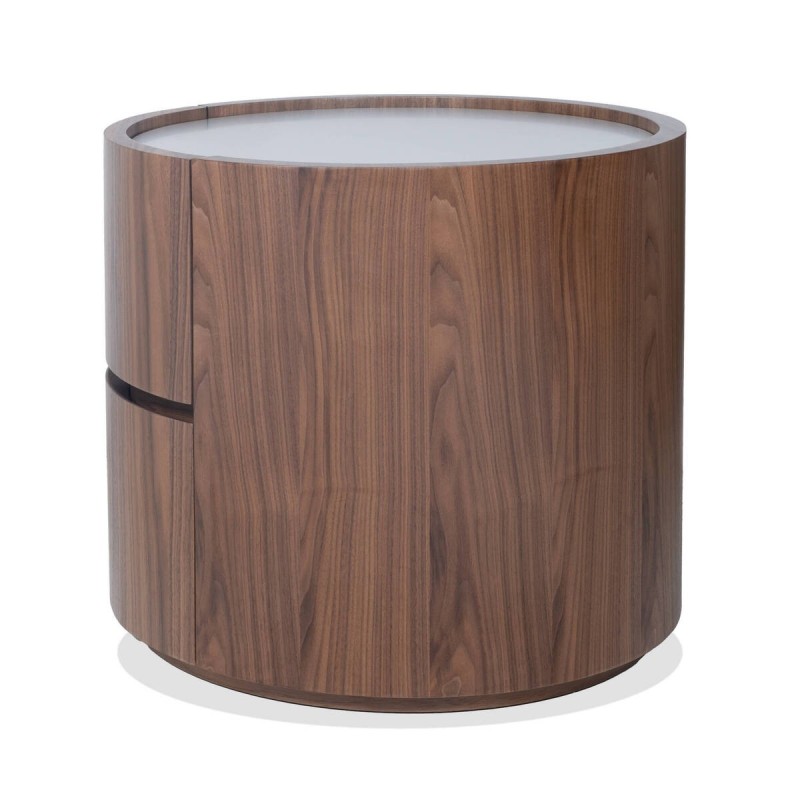 Mesita de noche Avorio en nogal con sobre marfil diseño elegante