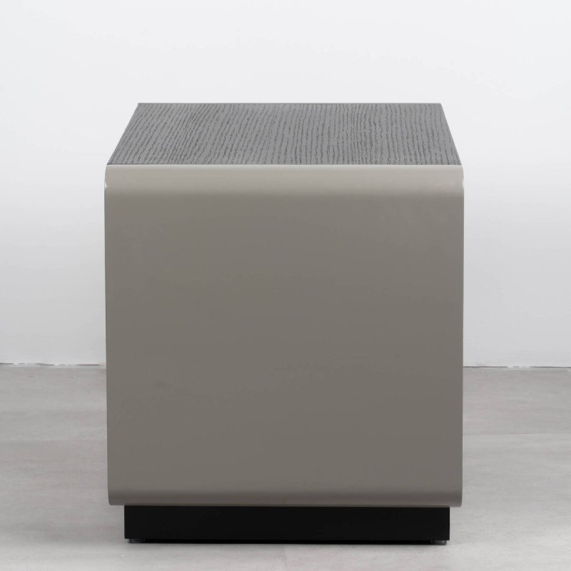 Mesita de noche CYL con dos cajones en acabado gris y tapa negra