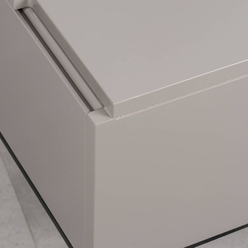 Mesita de noche Tempo gris topo con un cajón y patas metálicas elevadas