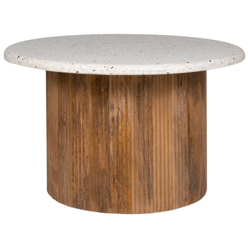 MESA DE CENTRO REDONDA DE TERRAZO Y MADERA 76x46cm