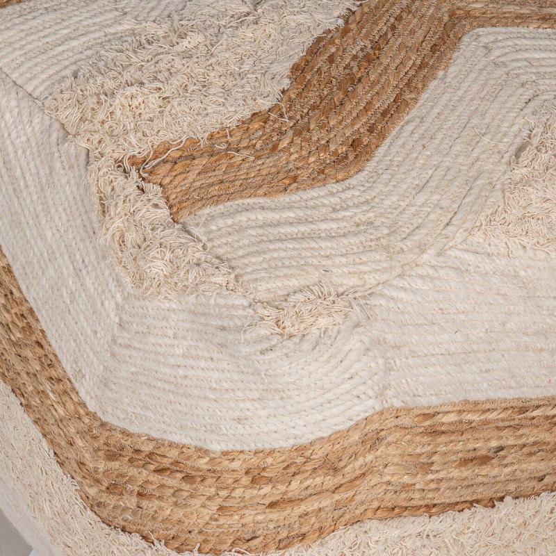 Puff olaine natural y marfil 48x48x48cm