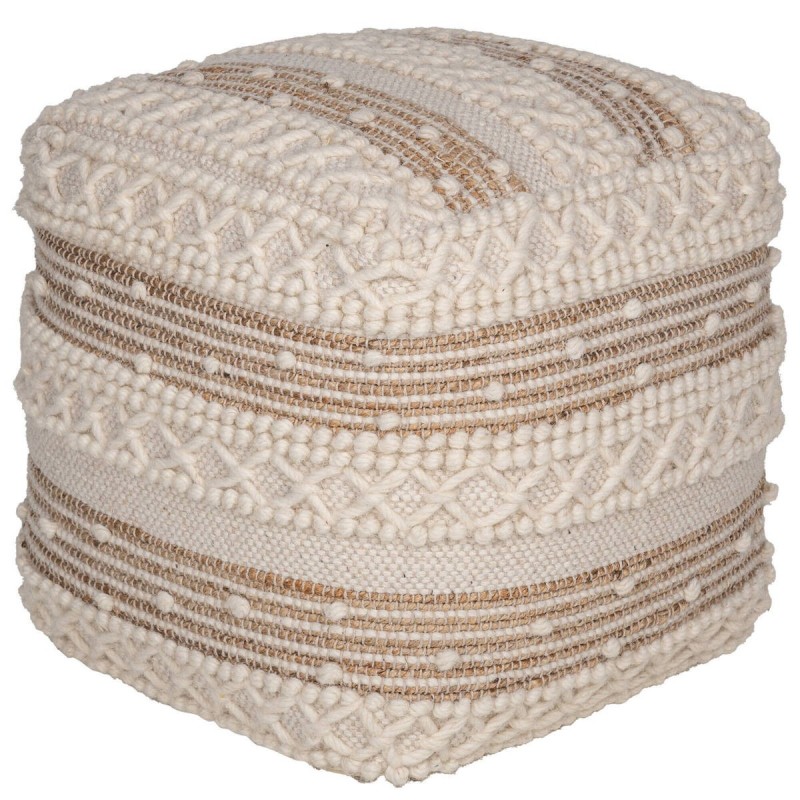 PUFF MOSTAR NATURAL Y MARFIL 48x48x48cm