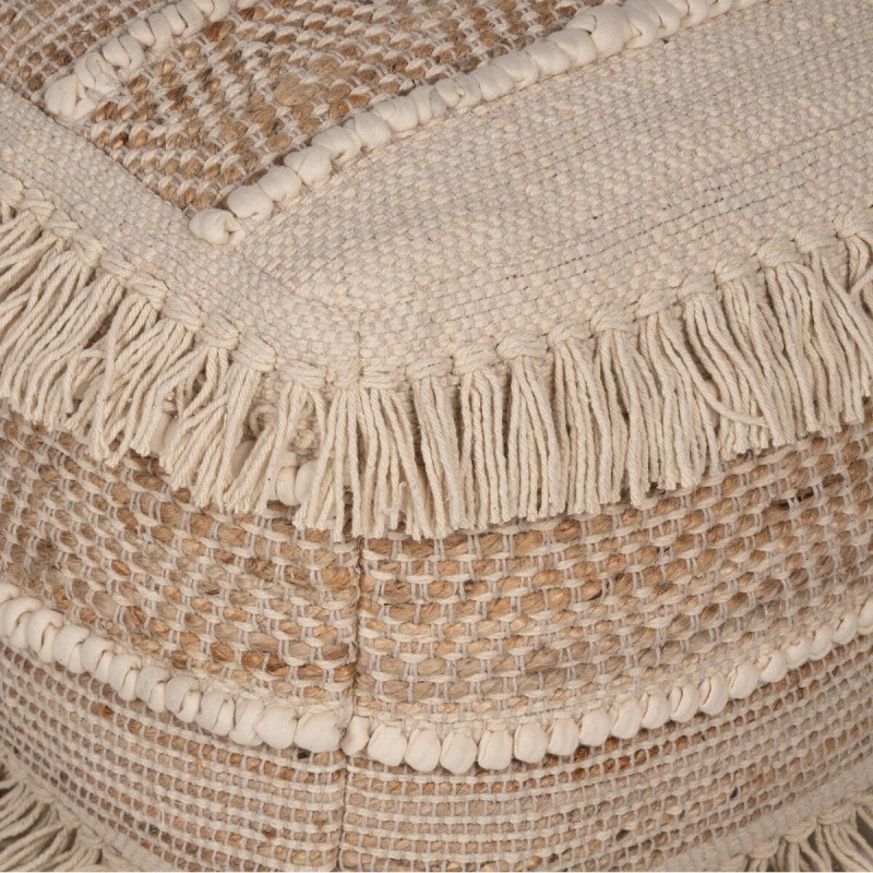 Puff tafeta natural y marfil 48x48x48cm