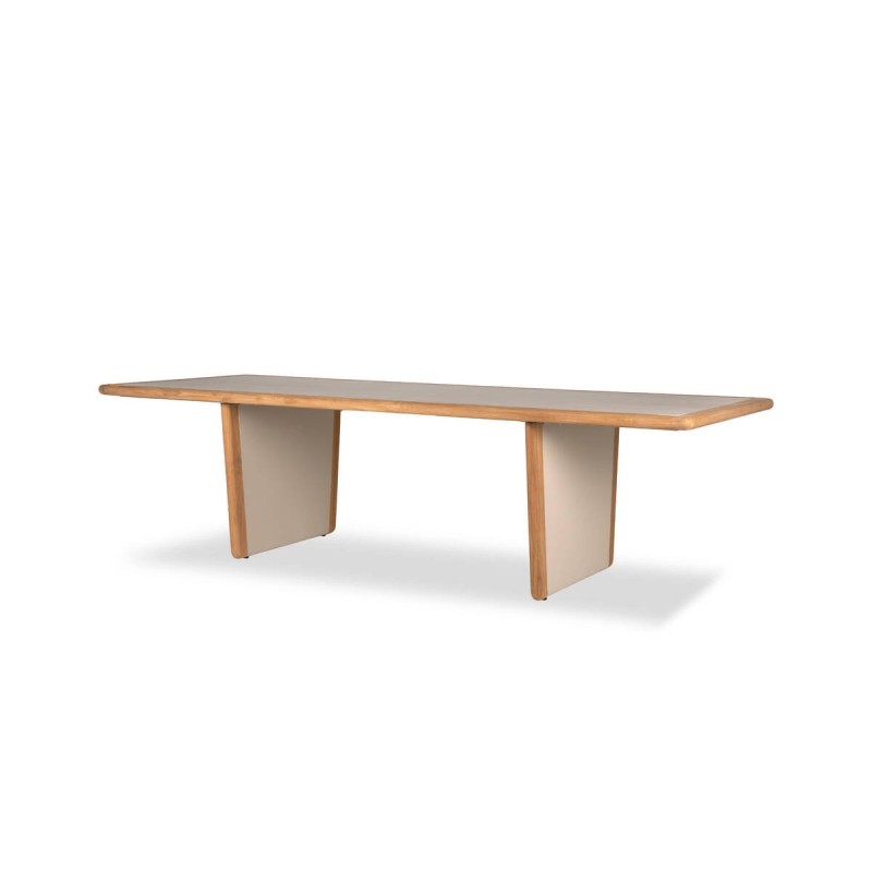 Mesa de comedor haven de exterior de cerámica y teca 273x100x75cm