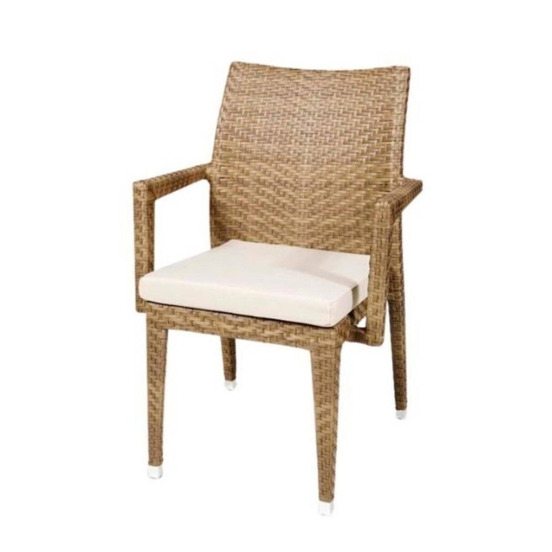 SILLA CON BRAZOS EXTERIOR FIBRA VIRO COLOR MARRÓN OSCURO (60x58x89cm)