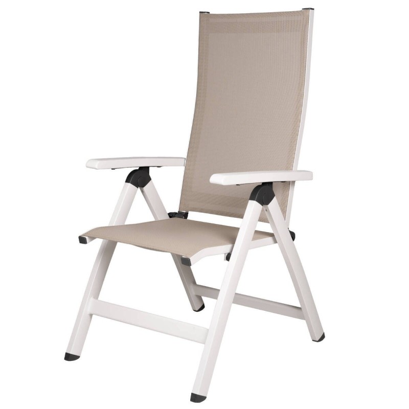 Silla reclinable exterior aluminio  textilene caqui 114x60x66cm