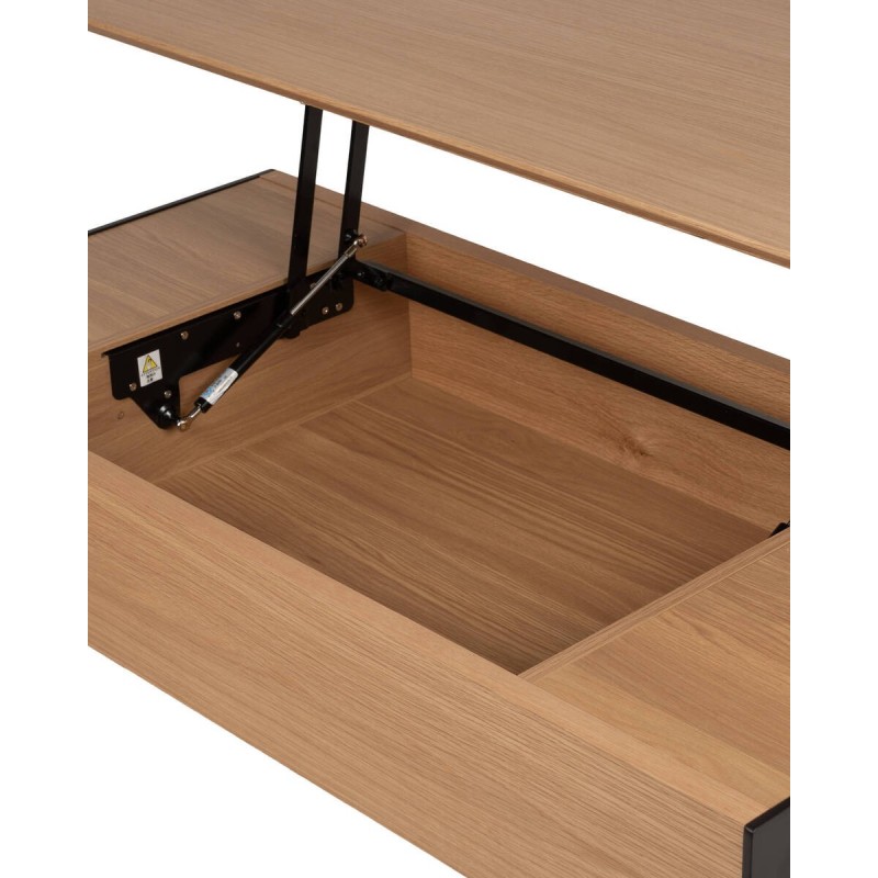 MESA DE CENTRO ELEVABLE ROBLE BLANCO - METAL GRIS OSCURO (120x60x38cm)