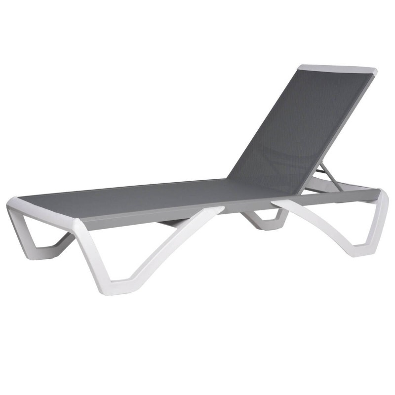 Tumbona de resina blanca y aluminio gris 56x190x31cm