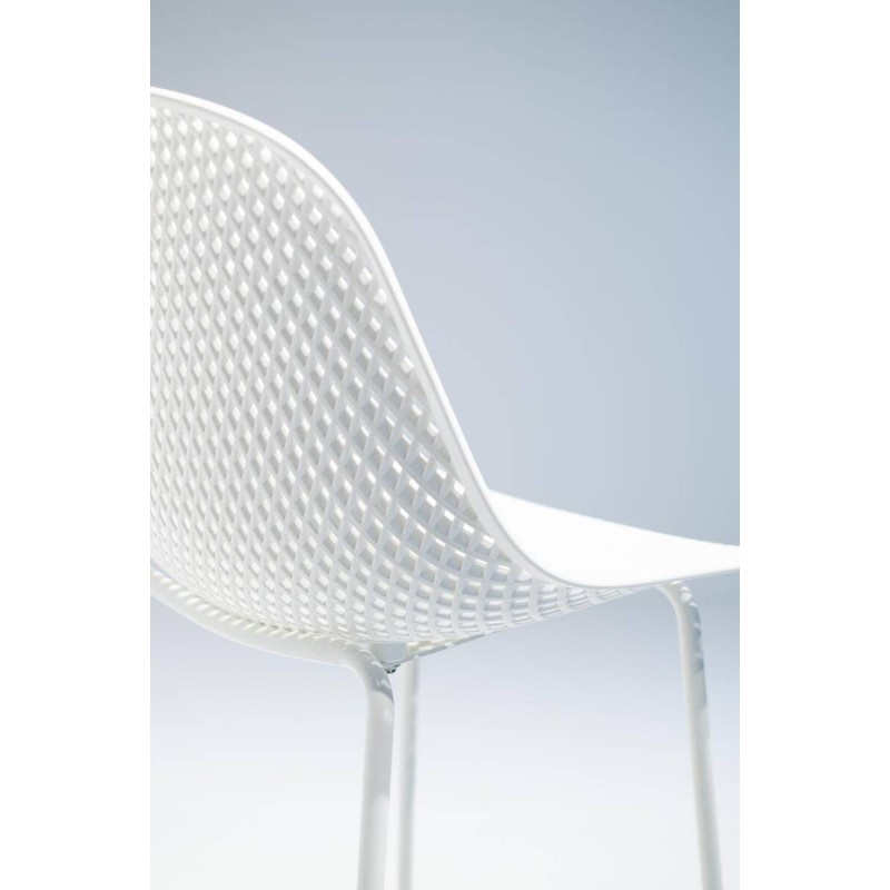 Taburete alto polietileno blanco con patas metálicas 44x46x106cm