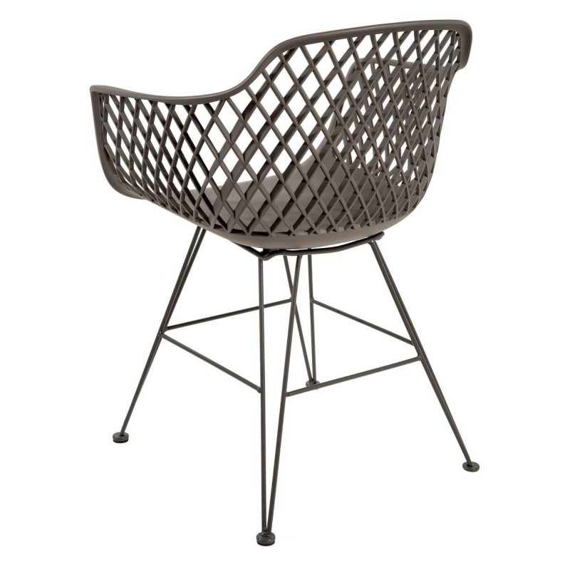 SILLA DE EXTERIOR CON BRAZOS POLIETILENO GRIS Y PATAS METÁLICAS